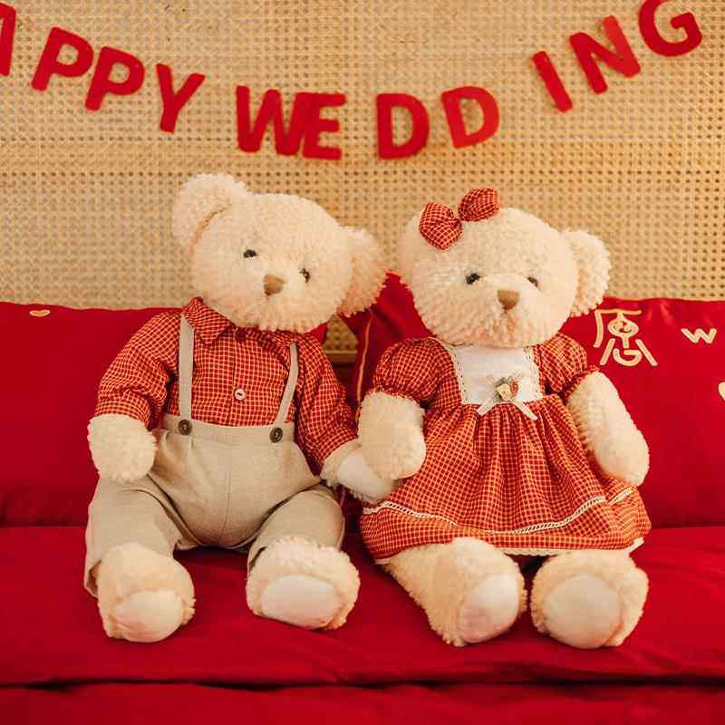 高档薇妮婚品礼新款高档压床娃一对结婚娃抱枕婚庆婚仔房公小熊新