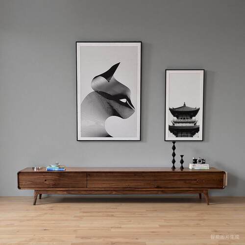 北美黑胡桃木电视柜北欧全实木茶几组合储物柜地柜视厅柜现代简约