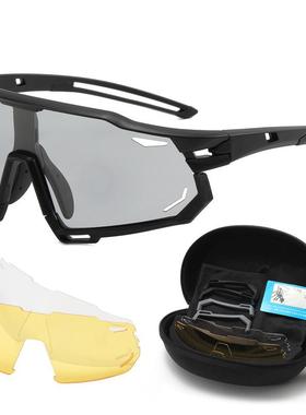 专业自行车骑行男款变色日夜两用公路车骑行装备防风沙防飞虫