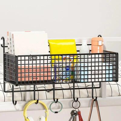 Black Bed Hanging Storage Shelf Iron Art Cosmetics Book Snac