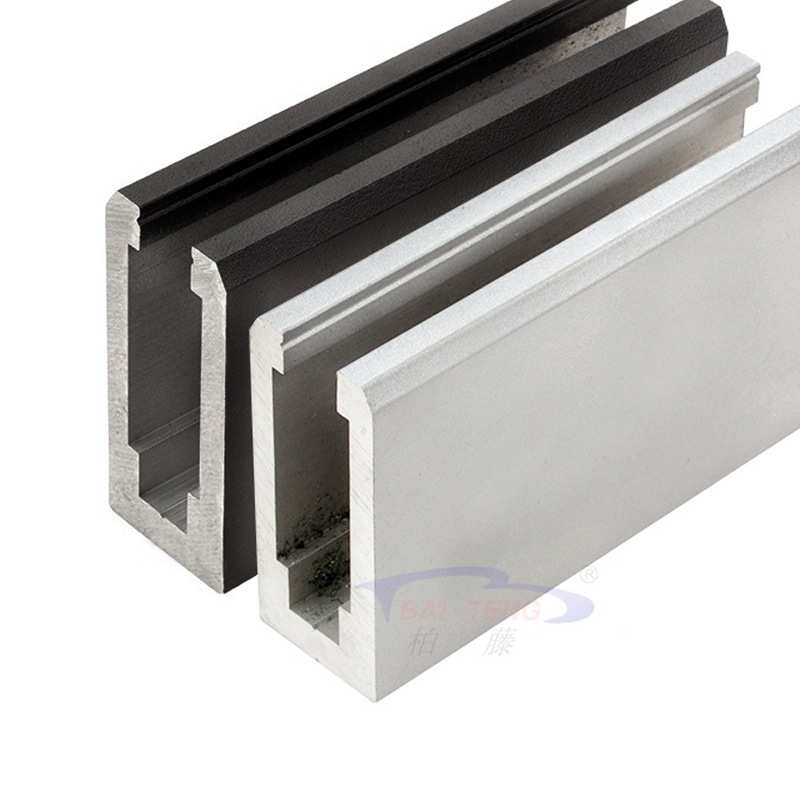 户外灯带钢化玻璃护栏铝槽楼梯平台阳台扶手卡槽明装u型玻璃地槽