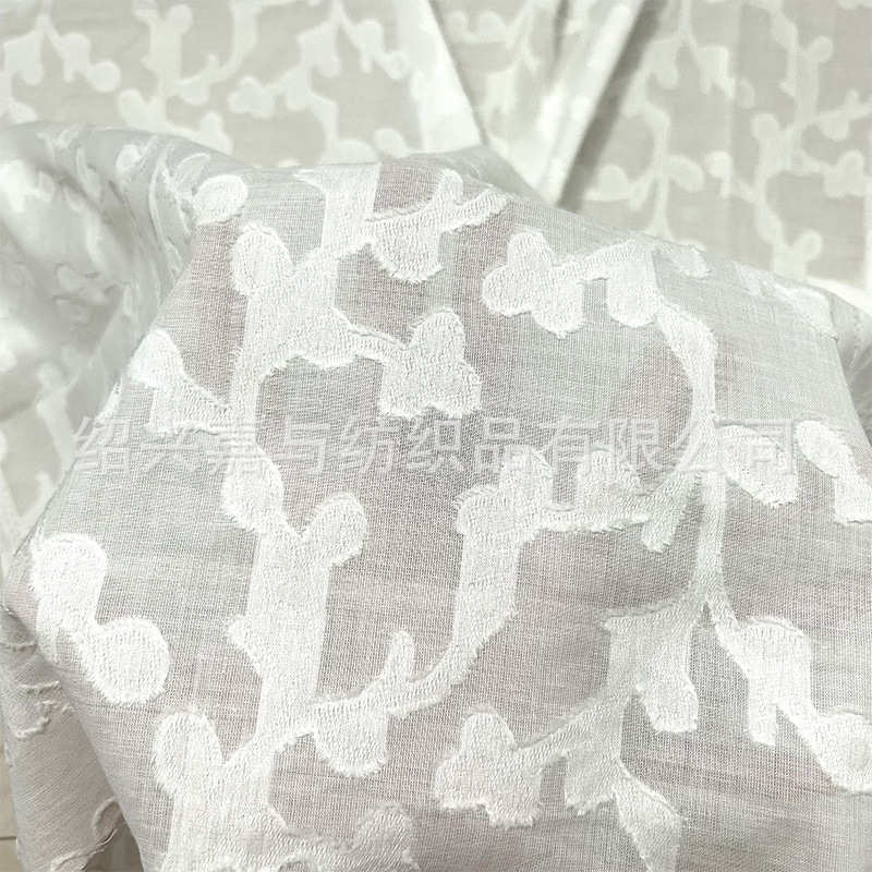 攀藤蔓 全棉大提花剪花 梭织剪花面料 全棉提花布 大剪花面料