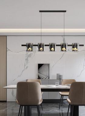 意式极简一字型长条玻璃餐厅吊灯现代简约客厅主灯设计师吧台吊灯