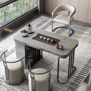 轻奢岩板茶桌椅组合功夫泡茶台极简阳台家用现代简约小户型一体