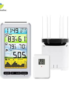 无线气象站雨量计无线雨量计室内外温湿度表雨量报警时钟