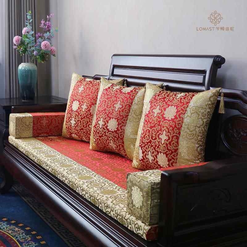 正品定木做红沙发坐垫实木家具罗床垫子中度式防滑高密海绵乳胶汉