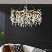 全铜意式 奶油风高档大气卧室餐厅灯 轻奢水晶吊灯客厅现代简约法式