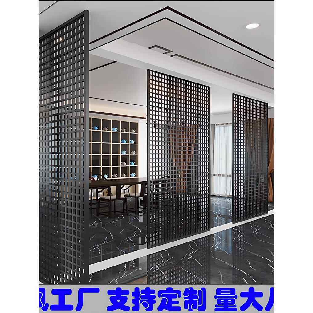 现代简约金属十字格栅屏风隔断办公室铁艺镂空屏风铝合金百叶屏风