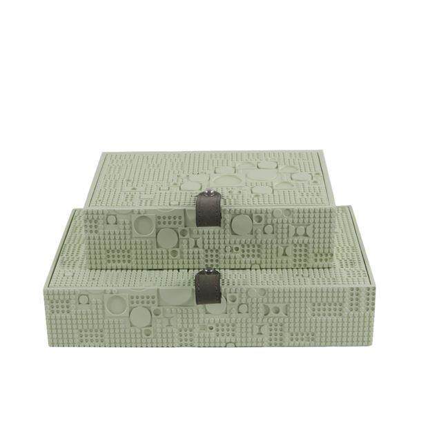 现代简约树脂皮革彩色装饰盒收纳首饰盒创意摆件桌面酒店样板间