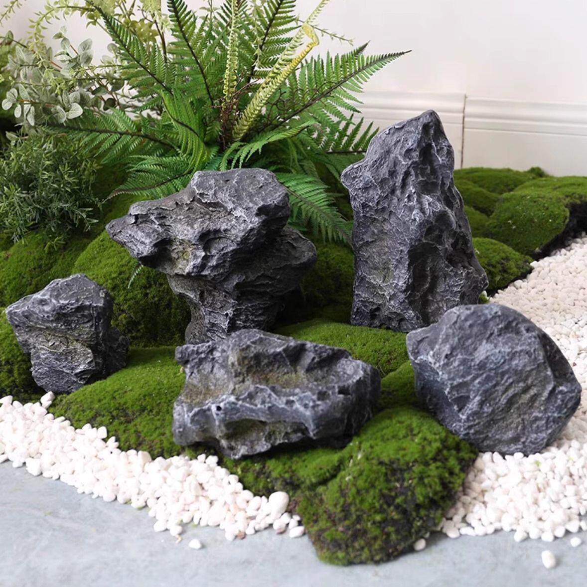 仿真假石头庭院造景装饰道具摆件假山景观陈设橱窗装饰钢玻璃石头