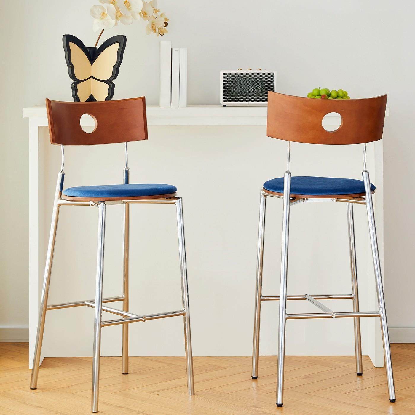 实木吧台椅子靠背家用中古高脚凳轻奢复古酒吧椅咖啡厅岛台前台椅,住宅家具,家用高脚椅,淘宝优惠券,粉丝福利购,淘宝优惠卷