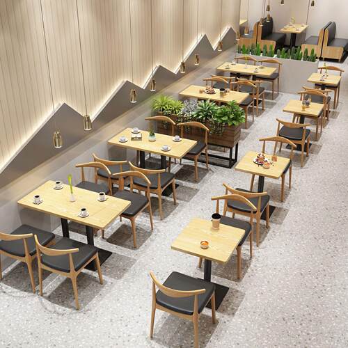 融合西餐厅靠墙卡沙座发茶楼茶餐厅式桌椅组合中现餐厅卡45座商用