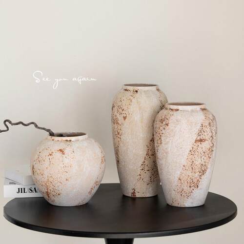 中古侘寂风花瓶陶瓷高级感覆古客厅蝴蝶兰芍药餐桌电视柜插花摆件