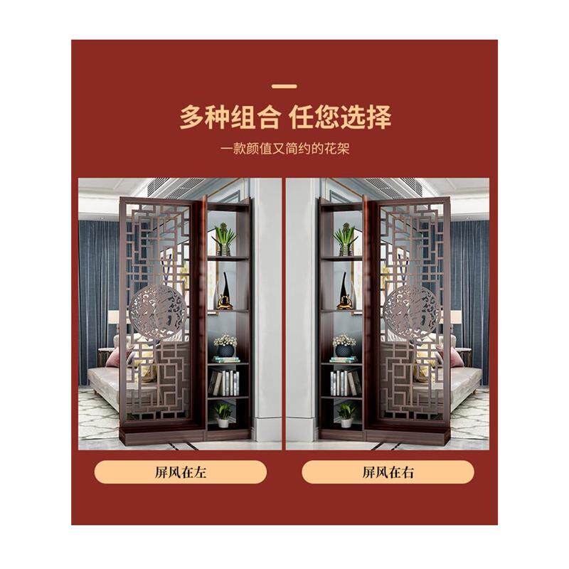 进门客厅隔断柜屏风新中式酒红色入户镂空玄关柜置物架酒柜装饰架