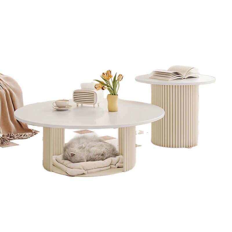 法式复古奶油风客厅茶几中古风小户型实木岩板圆形小茶几简约现代,商业/办公家具,茶几,淘宝优惠券,粉丝福利购,淘宝优惠卷