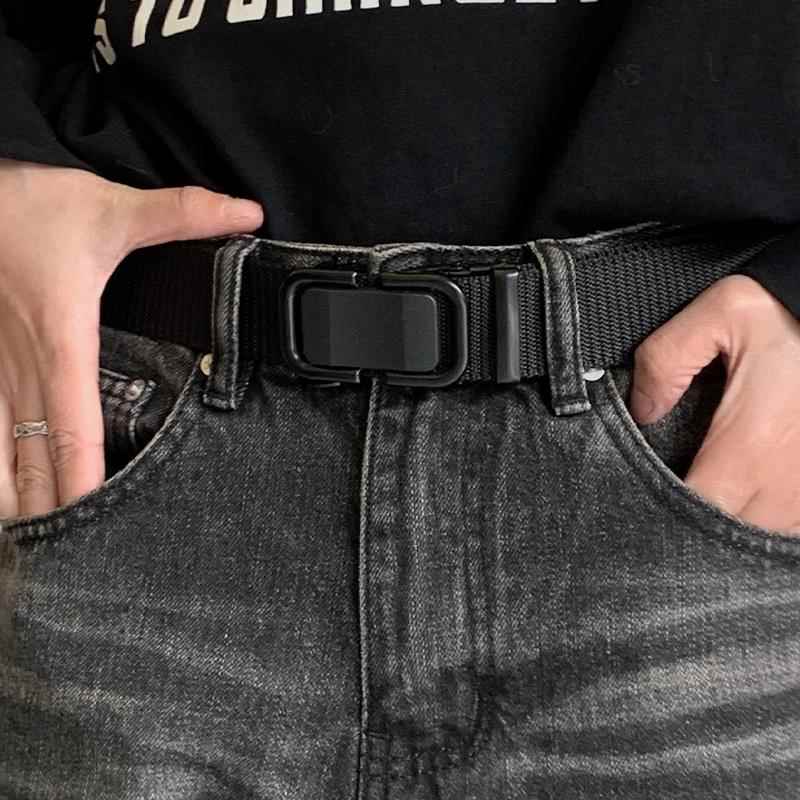 男士尼龙帆布自动扣士腰带时尚软面牛仔裤带休闲工装皮带潮1024w