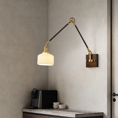 复古北欧床头小壁灯侘寂风床头卧室民宿亚克力怀旧楼梯灯具