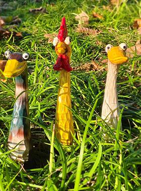 跨境新款花园装饰品尖叫鸡鸭鹅庭院草坪装饰动物雕像树脂工艺品