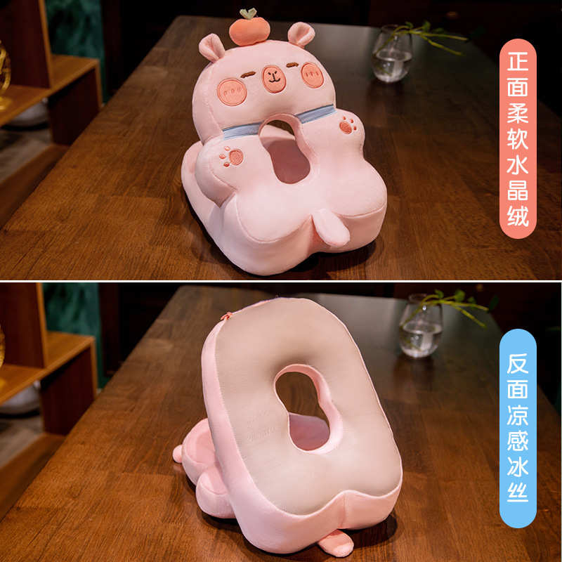 卡皮巴拉水豚午睡枕办公室午休神器抱枕小学生趴睡枕睡觉少儿冰丝