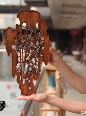 东阳木雕挂件竖屏四条屏樟木实木客厅玄关背景墙挂饰中式梅兰竹菊