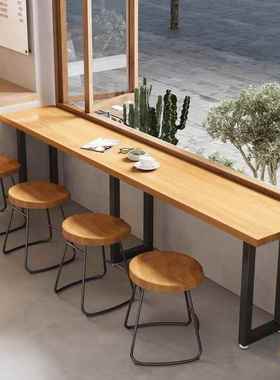 矮吧桌工业风便利小吃店酒吧长条桌店靠墙窄餐桌椅组子SZE台合靠