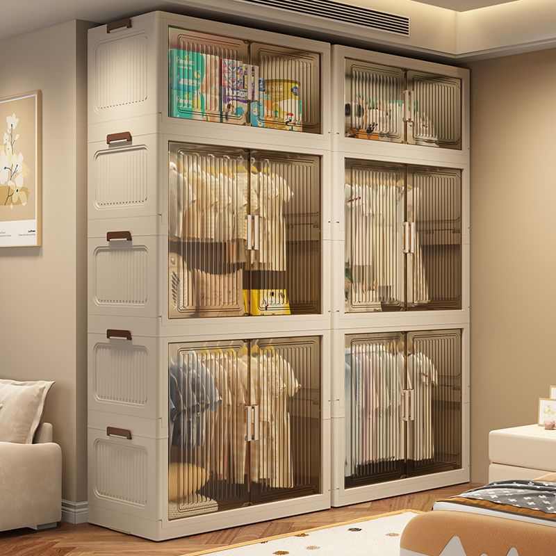 【多层置物】折叠式衣物收纳柜家用简易衣柜双开门塑料柜子卧衣柜