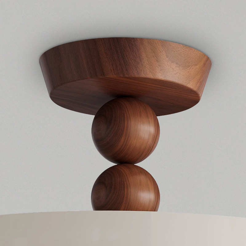 实木中古风吸顶灯ins奶油风主卧室灯调性复古侘寂风房间护眼灯具