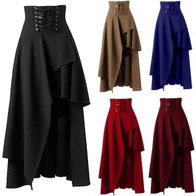 Solid color fashionable irregular Gothic skirt不规则半身长裙