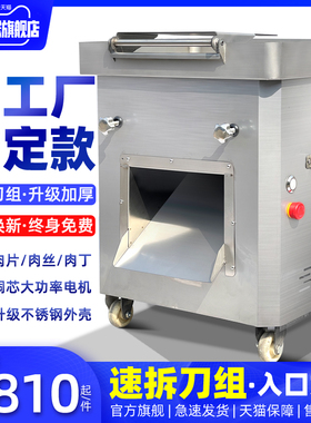Y105大型可拆卸切肉机商用多功能切片铁链条带动全自动切整鱼鱼块