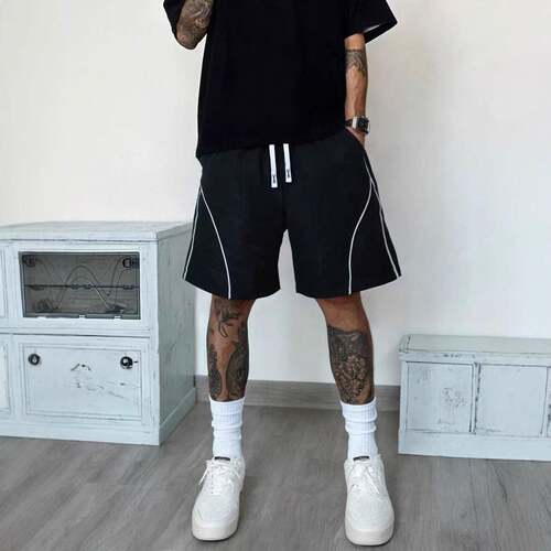 Men's 3-piece solid color drawstring outdoor shorts summer