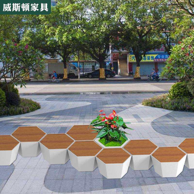 深圳玻璃钢休闲椅户外广场公园商业街组合花盆座椅商场酒店休息椅