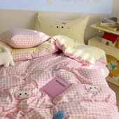 2025新云朵棉可爱毛学巾绣床三上四件款 套冬被套件DSZ套床单床品