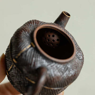 昌朴居老岩泥赤金粗陶茶壶家用泡茶侘寂风壶冲茶复古中式功夫茶具