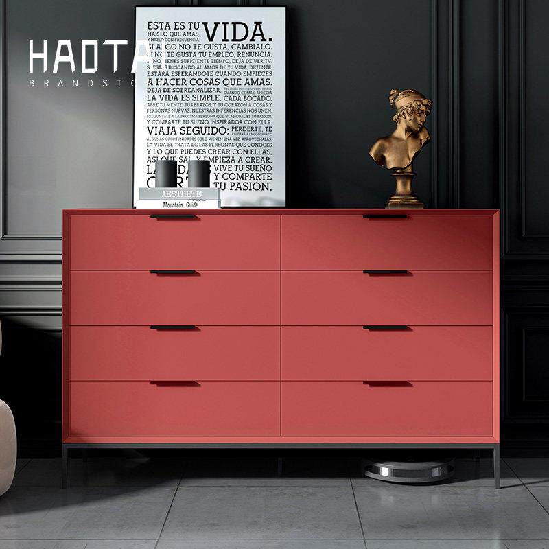 烤漆八斗柜意式极简现代高级感客厅实木储物收纳卧室床尾抽屉柜子