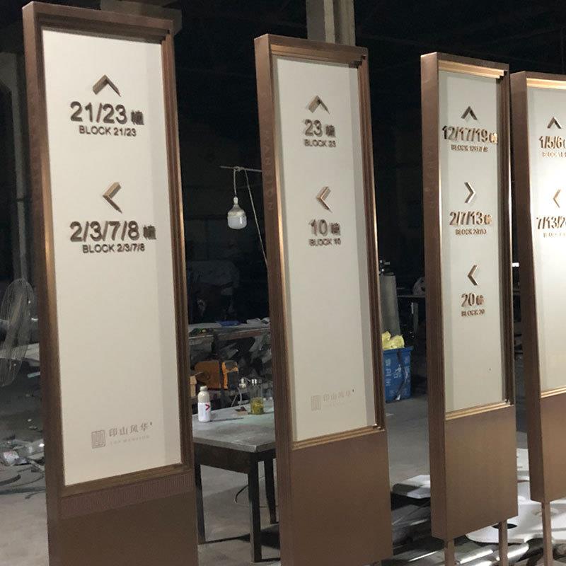小区楼盘停车场导向示牌公景区宣栏标传识牌59园不锈钢导指视牌