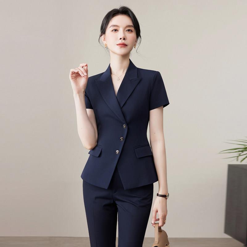 职业套装裙女夏季高端短袖西装酒店经理正装珠宝店前台接待工作服图片