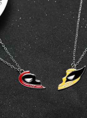 跨境影视周边死侍金刚狼合金饰品项链超级英雄好兄弟卡通面具项链