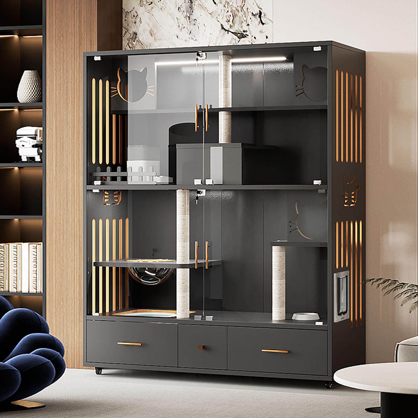 猫窝猫别墅实木家用室内带厕所一体超大猫柜豪华大型猫舍猫屋猫笼