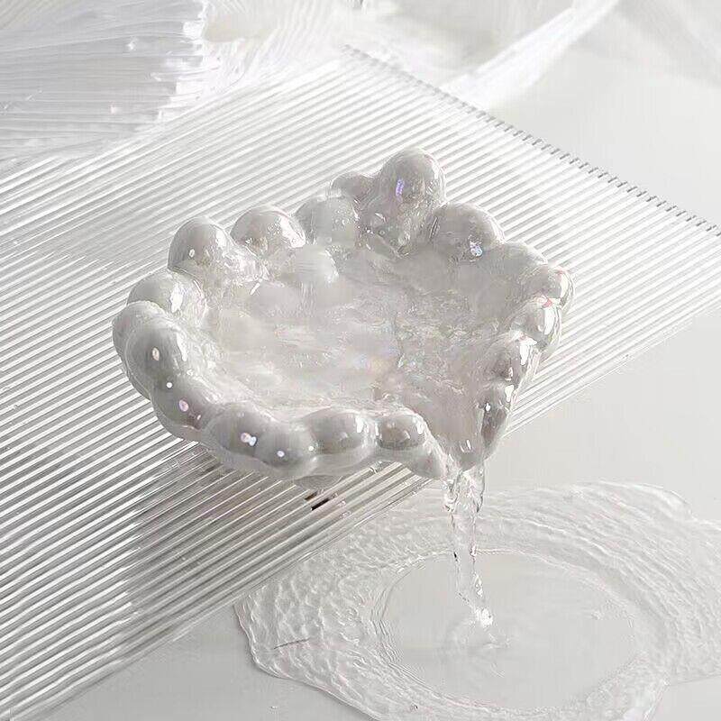 北欧陶瓷泡泡香皂盒沥水卫生间肥皂盒酒店香皂置物架泡泡肥皂托盘