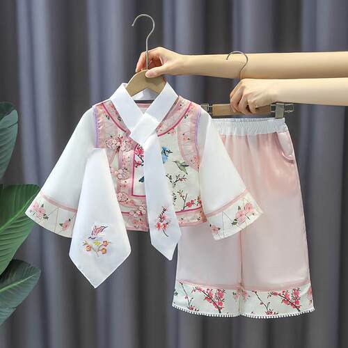 女童汉服春装国风洋气表演服套装儿童唐装女宝宝春秋款古风格格服