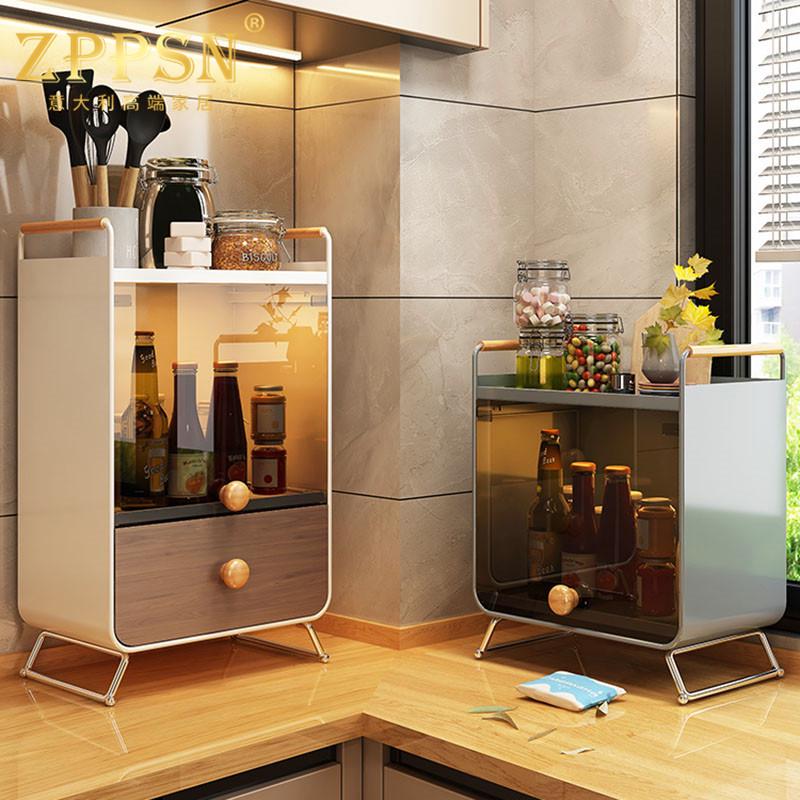 意大利ZPPSN带门厨房调料品置物架台面碗碟盘多功能收纳盒柜家用