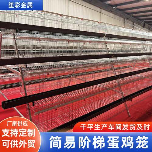 阶梯蛋鸡笼子养殖场养鸡用养殖蛋鸡笼多层叠热镀锌鸡笼畜牧设备