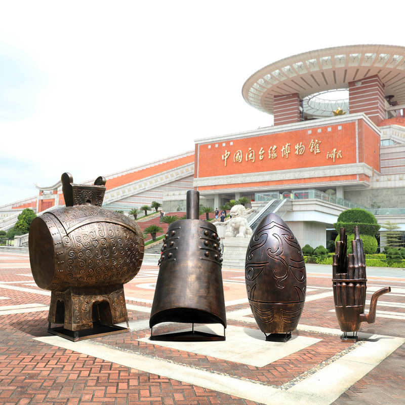 复古怀旧户外园林景观装饰品商场美陈小品仿铜乐器雕塑玻璃钢摆件