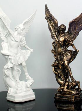 欧式大天使长米迦勒圣迈克尔雕塑摆件家居装饰树脂工艺品雕像摆设