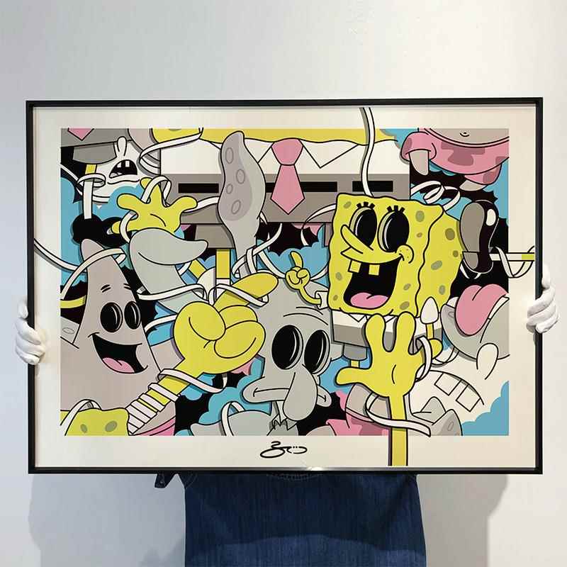 roosB珍藏版画20画2新款装饰海绵宝宝潮流儿童房间卧室1挂无品牌/