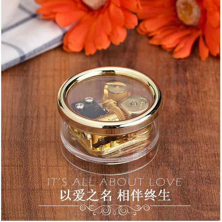 韵升镀金发条机芯亚克力音乐盒八音盒苏民峰风水摆件节日生日礼物