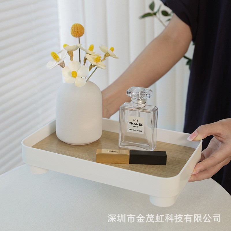 方形托盘木制北欧感放护肤品摆件香薰钥匙桌面客厅玄关整理盒
