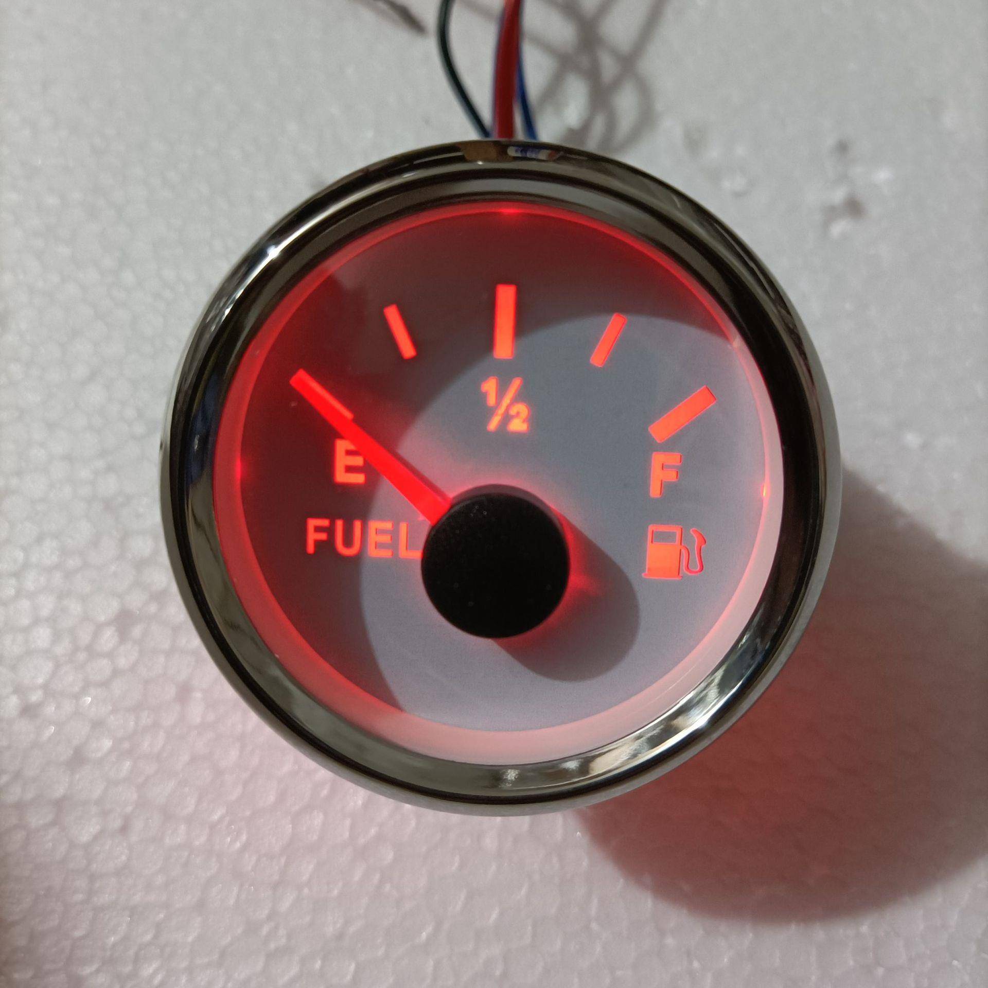 红色背光灯燃油表指针式52mm圆形油表拖拉机货车卡车油箱油量表