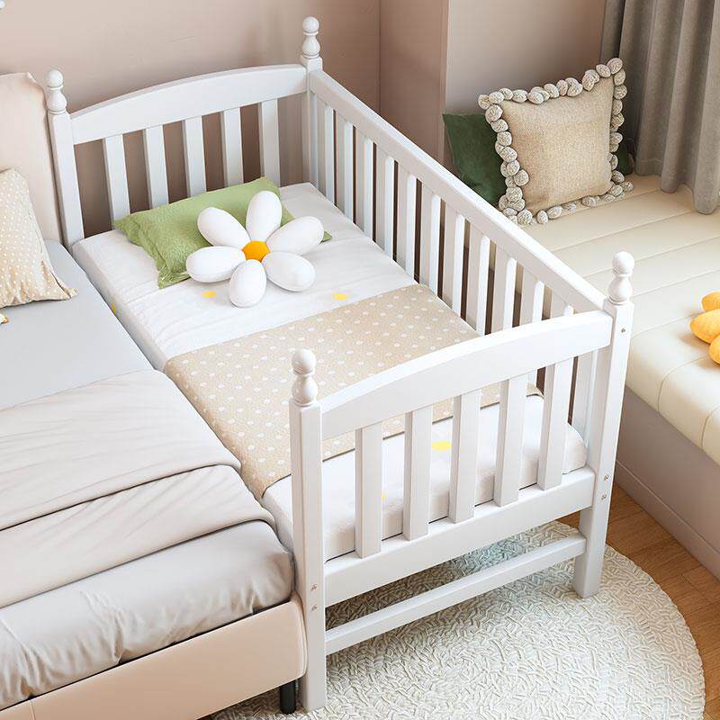 正品欧式婴儿床白色实孩榉木拼童接床宽床大人男孩女儿床加带护栏