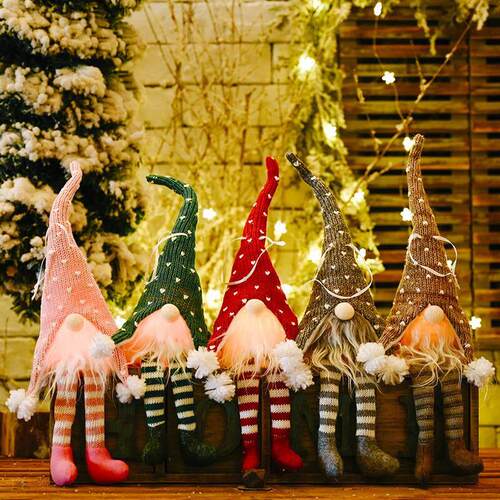Christmas Decorations Forest Old Man With Lamp Hanging Leg